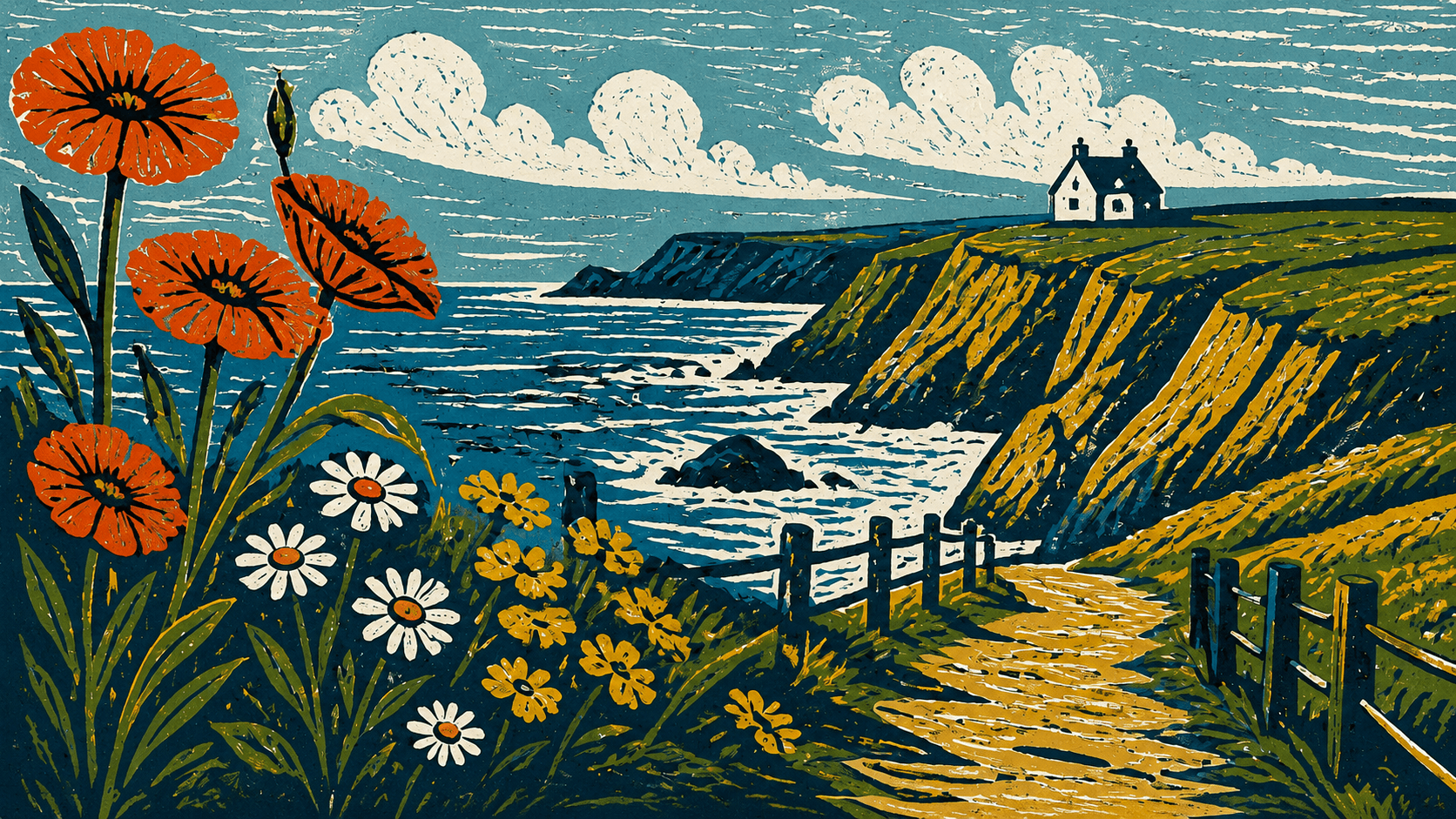 Color Reduction Linocut