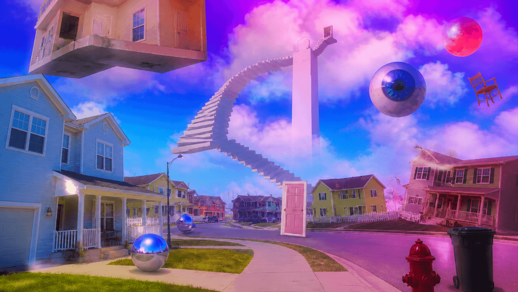 Dreamcore surreal suburban video style