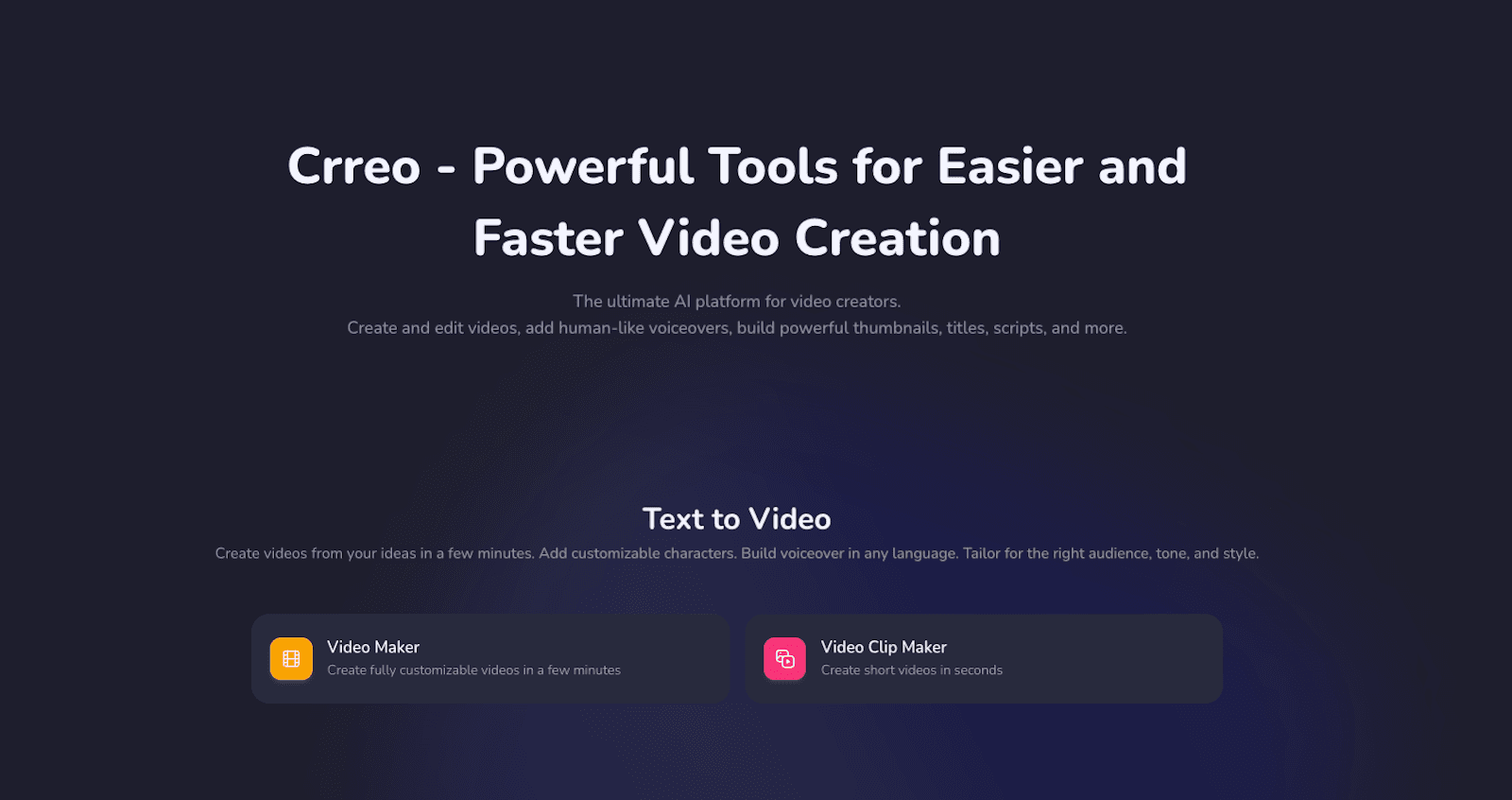 Crreo Powerful Tools for Easier and Faster AI Video Creation