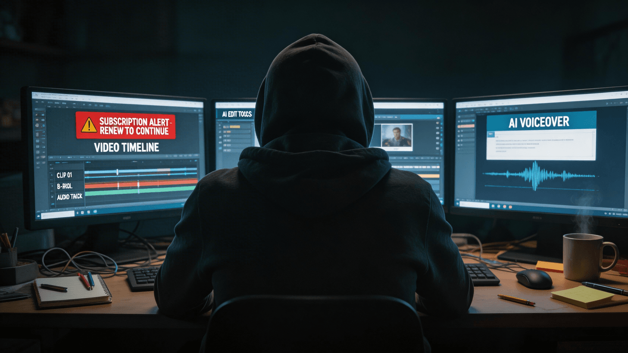 Creator working with AI video tools